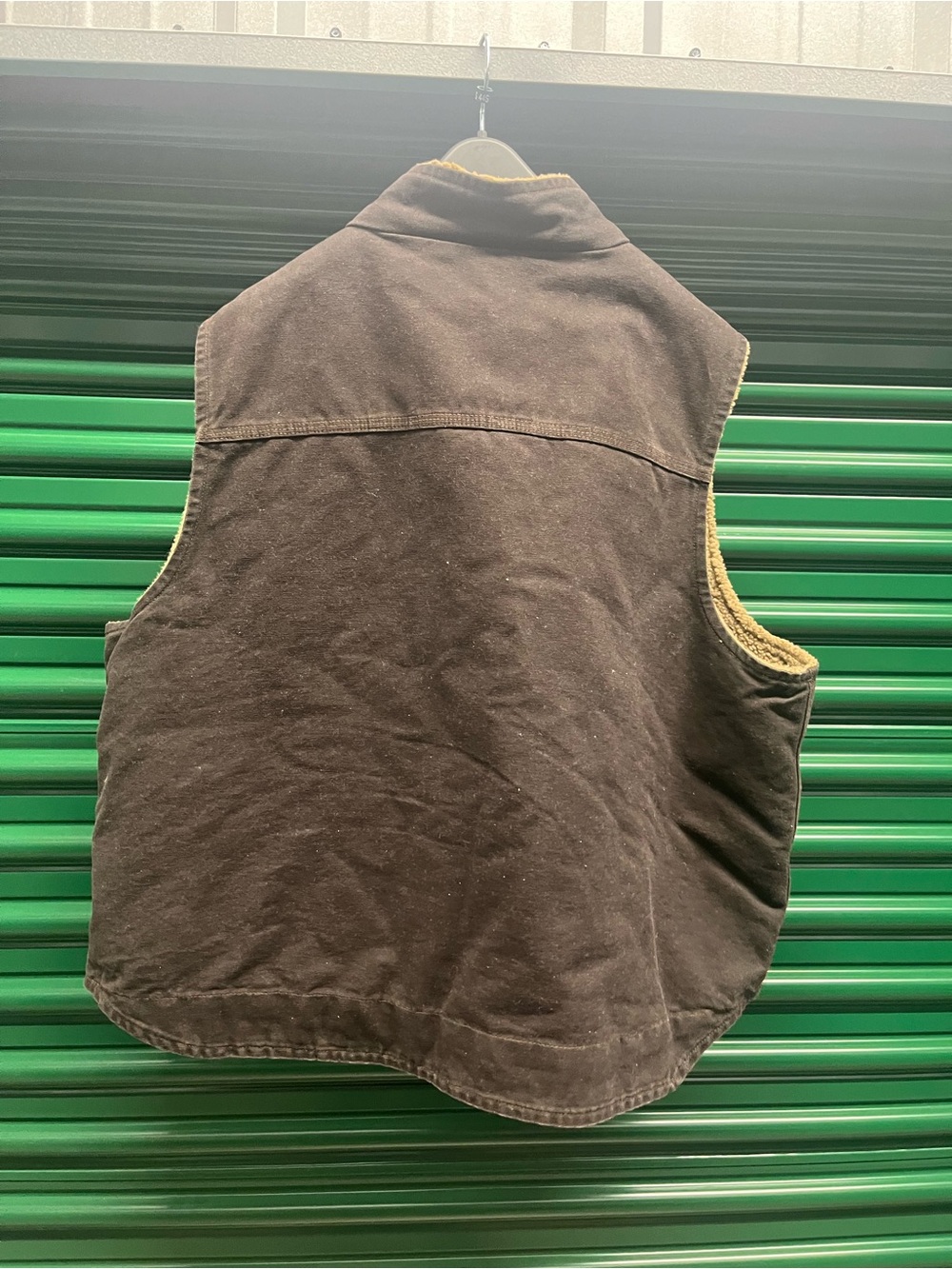 Carhartt Brown Canvas Vest with Cream Sherpa Lining - Picture 2 of 3